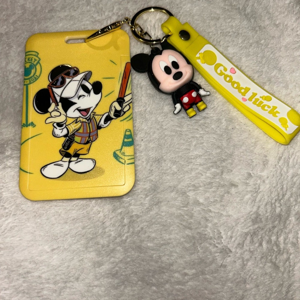 Disney Mickey Mouse Yellow Keychain and Card Holder